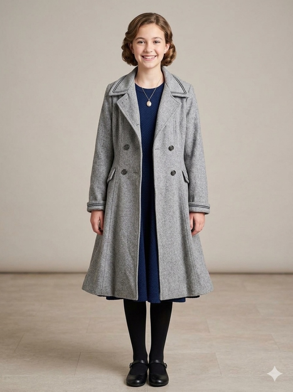 Vintage Rothschild Tailored Coat Gray Double Breasted Wool Blend Girls Sz 14